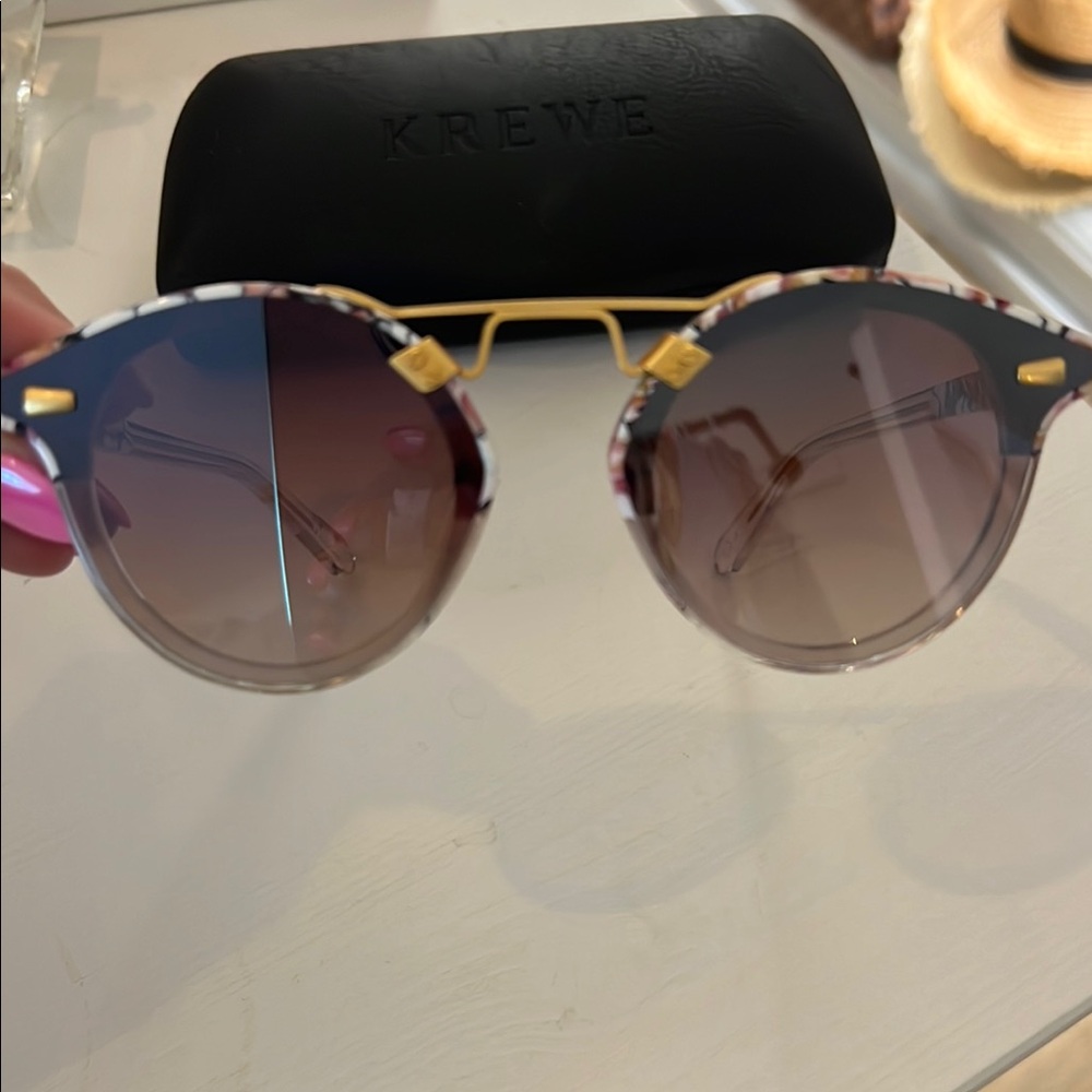 KREWE Sunglasses with Gold and Pink Accents